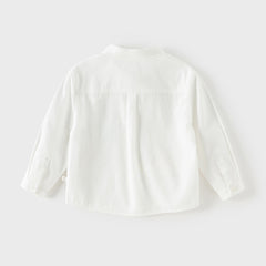 Dave&Bella Toddler Boys Gentle White Long Sleeve College-style Cotton Soft Shirt Tops