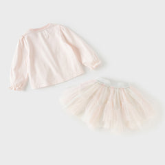 Dave&Bella Toddler Girls Summer Sweet Pink Comfortable Top Mesh Skirt Suits