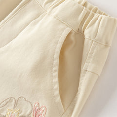Dave&Bella Toddler Girls Versatile Beige Loose Straight-leg Pants