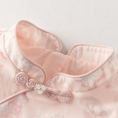 Dave&Bella Toddler Girls Chinese-style Pink Floral Print Turtle Mesh Birthday Dress