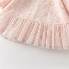 Dave&Bella Toddler Girls Chinese-style Pink Floral Print Turtle Mesh Birthday Dress