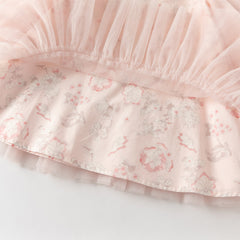 Dave&Bella Toddler Girls Chinese-style Pink Floral Print Turtle Mesh Birthday Dress