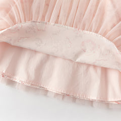 Dave&Bella Toddler Girls Chinese-style Pink Floral Print Turtle Mesh Birthday Dress