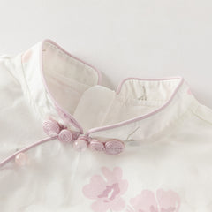 Dave&Bella Toddler Girls Purple Pink Floral Print Chinese-style Turtle Top Mesh Skirt Suits