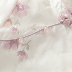 Dave&Bella Toddler Girls Purple Pink Floral Print Chinese-style Turtle Top Mesh Skirt Suits