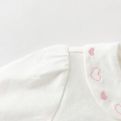 Dave&Bella Toddler Girls White Doll Collar Long Sleeve Breathable Cotton Shirts