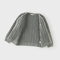 Dave&Bella Kids Boys Grey/Beige Breathable Cotton Sweater Cardigans