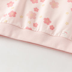 Dave&Bella Toddler Girls Pink Charming Flower Print Round Collar Sweatshirts