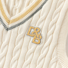 Dave&Bella Toddler Boys Beige/Grey Sleeveless Comfortable Cotton Tank Tops