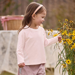 Dave&Bella Kids Boys/Girls Light Blue/Pink Classic Long Sleeve Comfortable T-shirt Tops