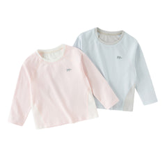 Dave&Bella Kids Boys/Girls Light Blue/Pink Classic Long Sleeve Comfortable T-shirt Tops