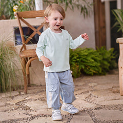 Dave&Bella Kids Boys/Girls Light Blue/Pink Classic Long Sleeve Comfortable T-shirt Tops