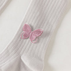 Dave&Bella Kids Girls Beige/Purple Footed Cute Slim Tights Leggings