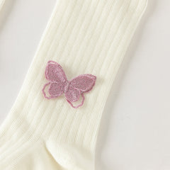 Dave&Bella Kids Girls Beige/Purple Footed Cute Slim Tights Leggings
