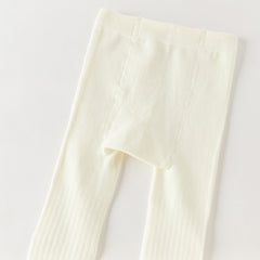 Dave&Bella Kids Girls Beige/Purple Footed Cute Slim Tights Leggings