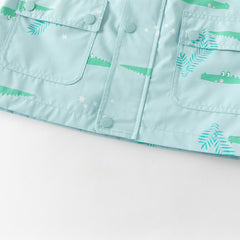 Dave&Bella Toddler Boys Blue Crocodile Print Outwear Long sleeve Hooded Jackets