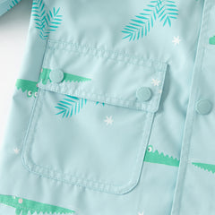 Dave&Bella Toddler Boys Blue Crocodile Print Outwear Long sleeve Hooded Jackets