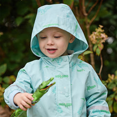 Dave&Bella Toddler Boys Blue Crocodile Print Outwear Long sleeve Hooded Jackets