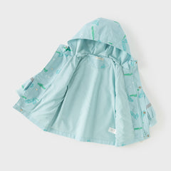 Dave&Bella Toddler Boys Blue Crocodile Print Outwear Long sleeve Hooded Jackets