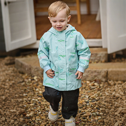 Dave&Bella Toddler Boys Blue Crocodile Print Outwear Long sleeve Hooded Jackets