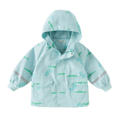 Dave&Bella Toddler Boys Blue Crocodile Print Outwear Long sleeve Hooded Jackets