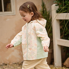 Dave&Bella Toddler Girls Orange/Pink Cute Print Outwear Waterproof Hooded Jacket