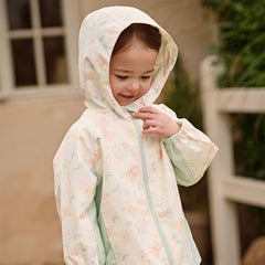 Dave&Bella Toddler Girls Orange/Pink Cute Print Outwear Waterproof Hooded Jacket