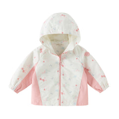 Dave&Bella Toddler Girls Orange/Pink Cute Print Outwear Waterproof Hooded Jacket