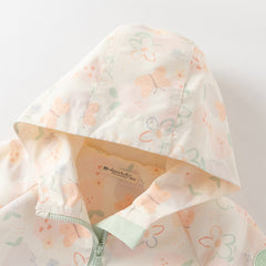 Dave&Bella Toddler Girls Orange/Pink Cute Print Outwear Waterproof Hooded Jacket