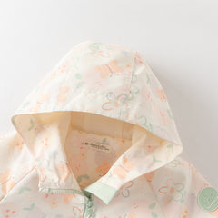 Dave&Bella Toddler Girls Orange/Pink Cute Print Outwear Waterproof Hooded Jacket