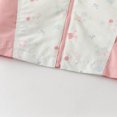 Dave&Bella Toddler Girls Orange/Pink Cute Print Outwear Waterproof Hooded Jacket