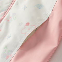 Dave&Bella Toddler Girls Orange/Pink Cute Print Outwear Waterproof Hooded Jacket