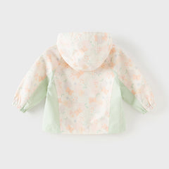 Dave&Bella Toddler Girls Orange/Pink Cute Print Outwear Waterproof Hooded Jacket