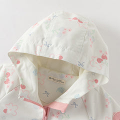 Dave&Bella Toddler Girls Orange/Pink Cute Print Outwear Waterproof Hooded Jacket