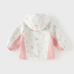 Dave&Bella Toddler Girls Orange/Pink Cute Print Outwear Waterproof Hooded Jacket