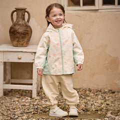 Dave&Bella Toddler Girls Orange/Pink Cute Print Outwear Waterproof Hooded Jacket