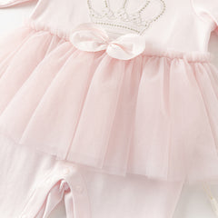 Dave&Bella Baby Girls Light Pink Cute Mesh Dress-style Rompers