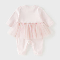 Dave&Bella Baby Girls Light Pink Cute Mesh Dress-style Rompers