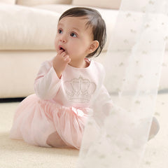 Dave&Bella Baby Girls Light Pink Cute Mesh Dress-style Rompers