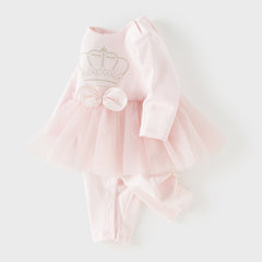 Dave&Bella Baby Girls Light Pink Cute Mesh Dress-style Rompers