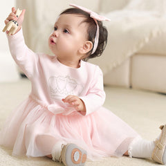 Dave&Bella Baby Girls Light Pink Cute Mesh Dress-style Rompers