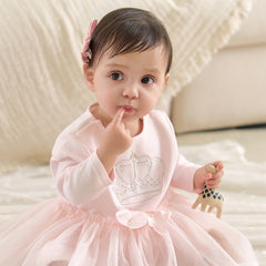 Dave&Bella Baby Girls Light Pink Cute Mesh Dress-style Rompers