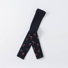 Dave&Bella Girls Autumn Red Cherry Print Navy Footless Tights Leggings