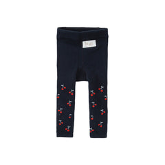 Dave&Bella Girls Autumn Red Cherry Print Navy Footless Tights Leggings