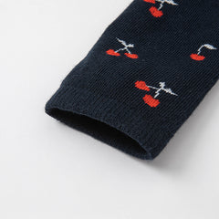 Dave&Bella Girls Autumn Red Cherry Print Navy Footless Tights Leggings