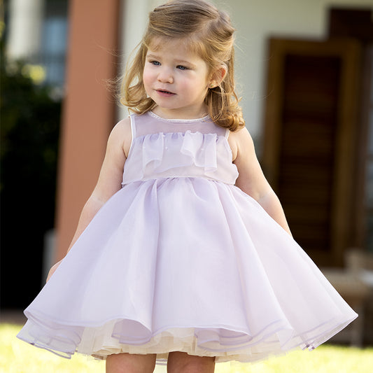 Dave&Bella Kids Girls Summer Grey Purple Sleeveless Luxury Mesh Tutu Princess Dress