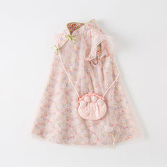 Dave&Bella Girls Summer Chinese Style Floral Print Dress (wallet bag)