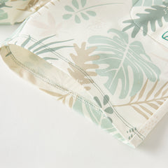 Dave&Bella Summer Toddler Boys Leaf Print White Two-Piece Sets