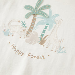 Dave&Bella Summer Toddler Boys Leaf Print White Two-Piece Sets