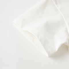 Dave&Bella Summer Toddler Boys Leaf Print White Two-Piece Sets